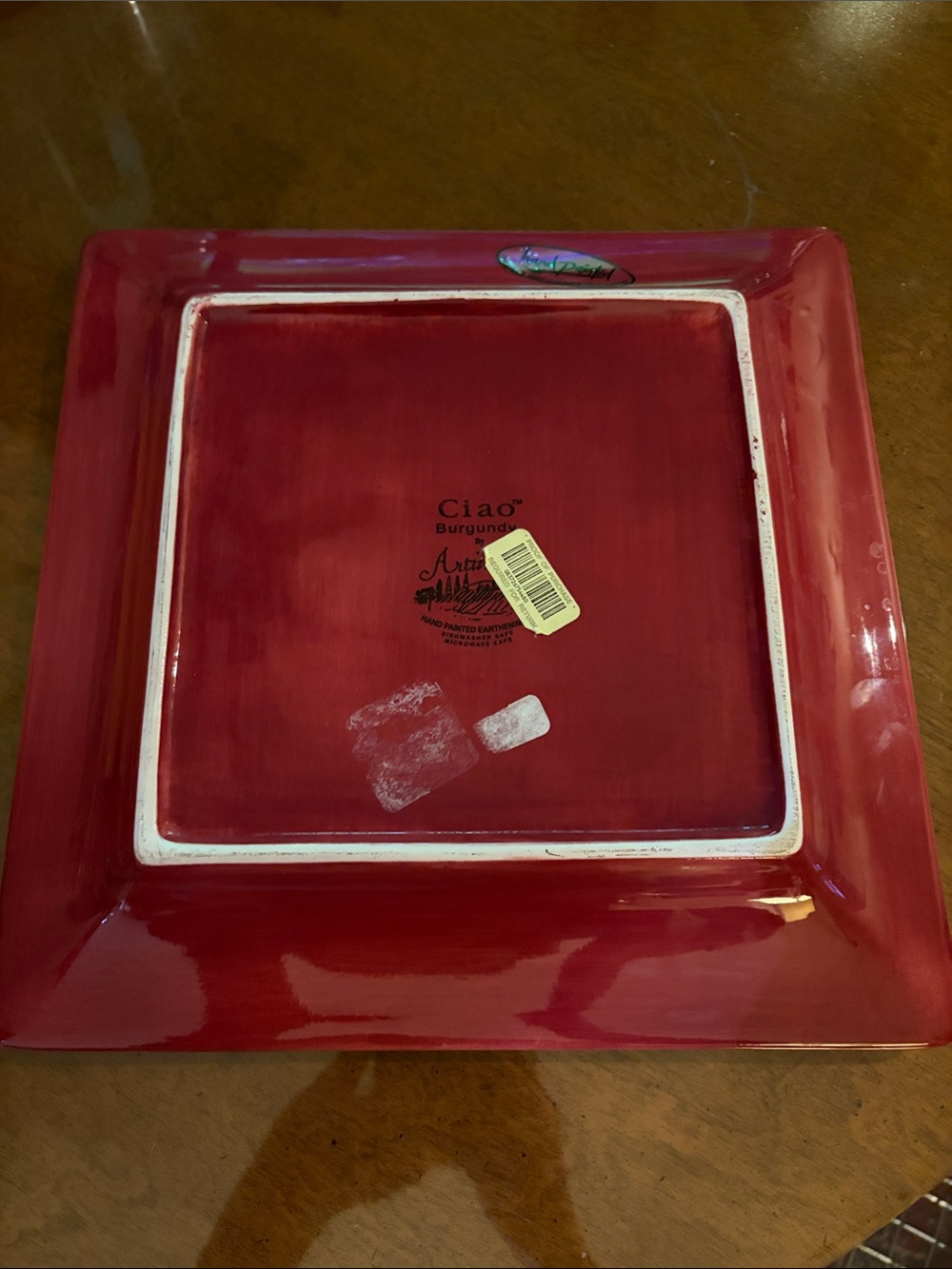 Artimino Ciao II Burgundy Square Dinner Plate 11 3/8" Replacement Earthenware - Picture 5 of 5